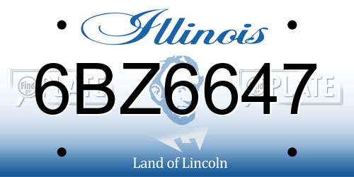 6BZ6647 Illinois License Plate