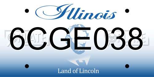 6CGE038 Illinois License Plate