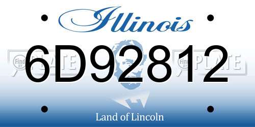 6D92812 Illinois License Plate