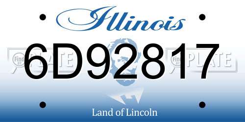 6D92817 Illinois License Plate