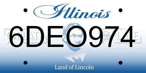 6DEO974 Illinois License Plate