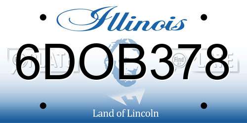 6DOB378 Illinois License Plate