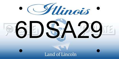 6DSA29 Illinois License Plate