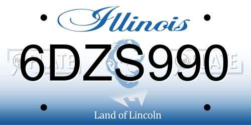6DZS990 Illinois License Plate