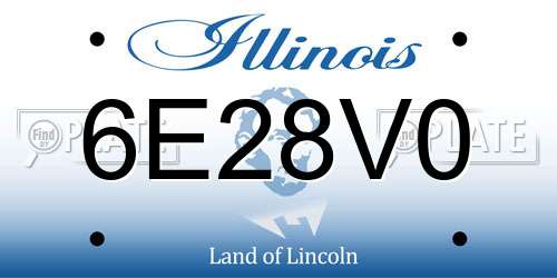 6E28V0 Illinois License Plate