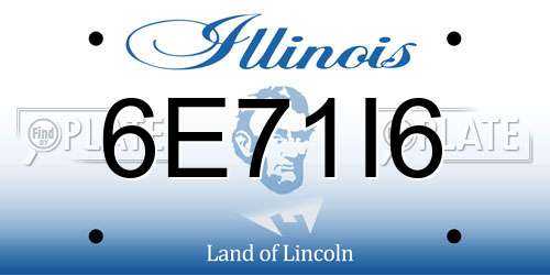 6E71I6 Illinois License Plate