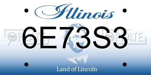 6E73S3 Illinois License Plate