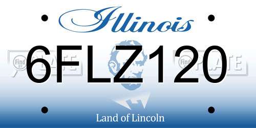 6FLZ120 Illinois License Plate