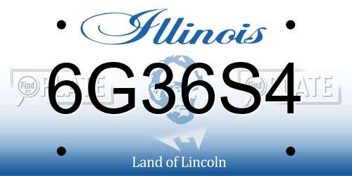 6G36S4 Illinois License Plate
