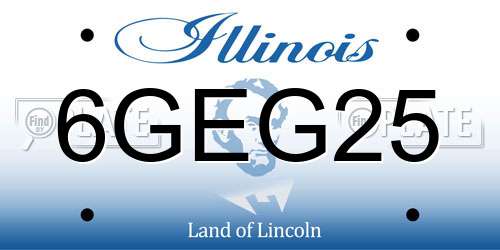6GEG25 Illinois License Plate