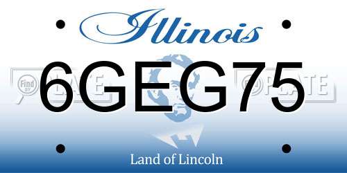 6GEG75 Illinois License Plate
