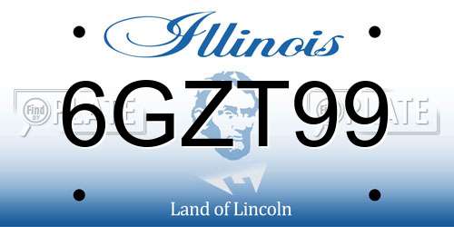 6GZT99 Illinois License Plate