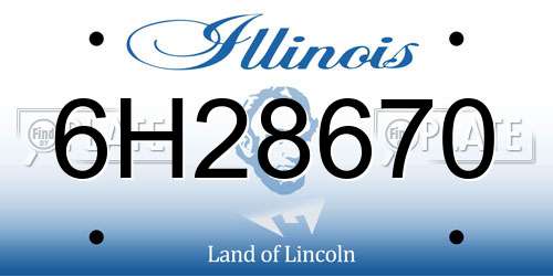 6H28670 Illinois License Plate