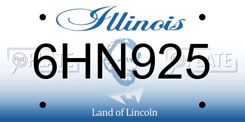 6HN925 Illinois License Plate