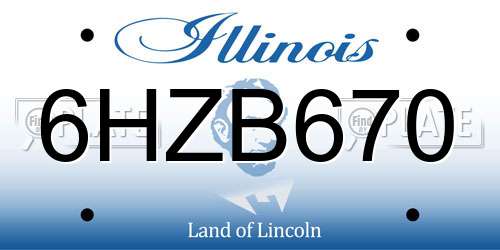 6HZB670 Illinois License Plate