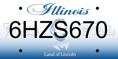 6HZS670 Illinois License Plate