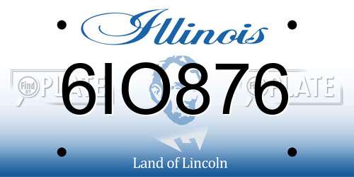 6IO876 Illinois License Plate