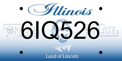 6IQ526 Illinois License Plate