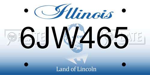 6JW465 Illinois License Plate