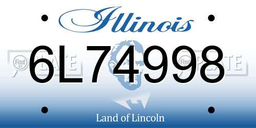 6L74998 Illinois License Plate