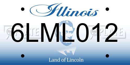 6LML012 Illinois License Plate