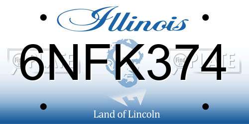6NFK374 Illinois License Plate