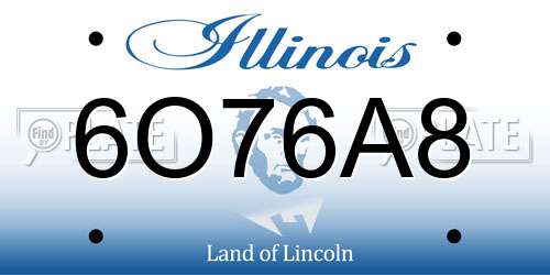 6O76A8 Illinois License Plate