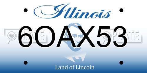 6OAX53 Illinois License Plate