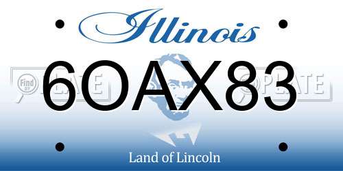 6OAX83 Illinois License Plate