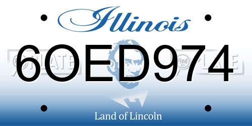 6OED974 Illinois License Plate