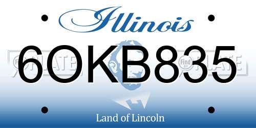 6OKB835 Illinois License Plate