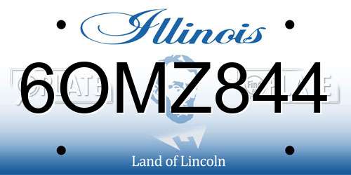 6OMZ844 Illinois License Plate