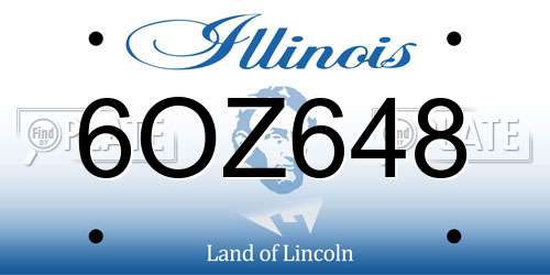 6OZ648 Illinois License Plate