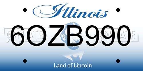6OZB990 Illinois License Plate