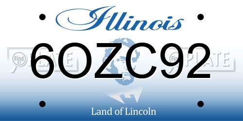 6OZC92 Illinois License Plate