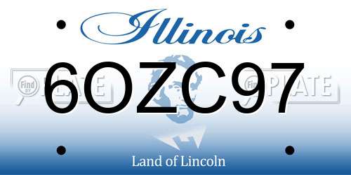 6OZC97 Illinois License Plate