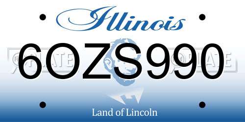 6OZS990 Illinois License Plate