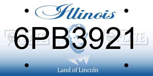 6PB3921 Illinois License Plate