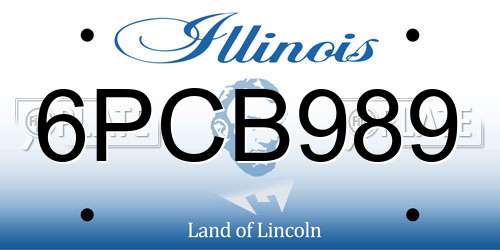 6PCB989 Illinois License Plate