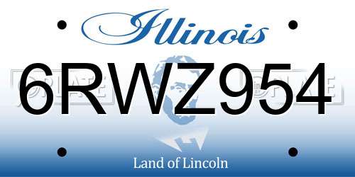 6RWZ954 Illinois License Plate