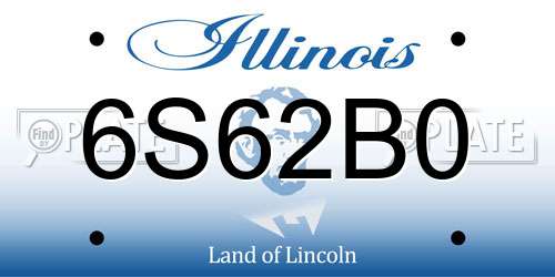 6S62B0 Illinois License Plate