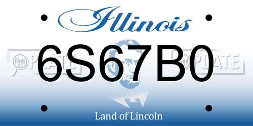 6S67B0 Illinois License Plate
