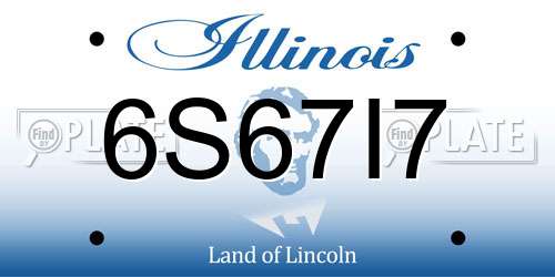 6S67I7 Illinois License Plate