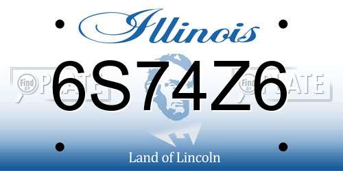 6S74Z6 Illinois License Plate