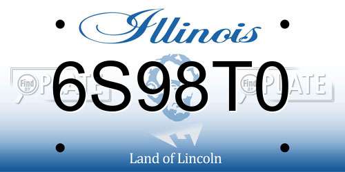 6S98T0 Illinois License Plate