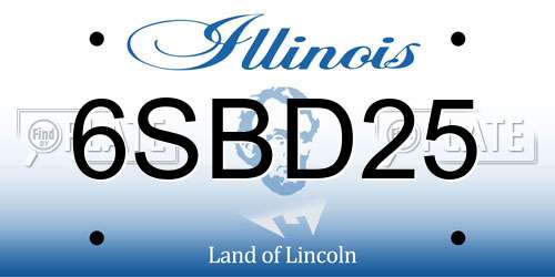 6SBD25 Illinois License Plate