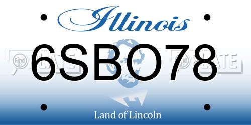 6SBO78 Illinois License Plate