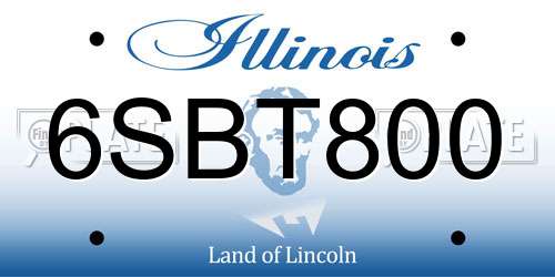 6SBT800 Illinois License Plate