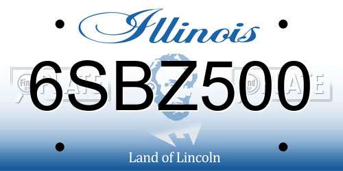 6SBZ500 Illinois License Plate