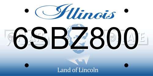 6SBZ800 Illinois License Plate